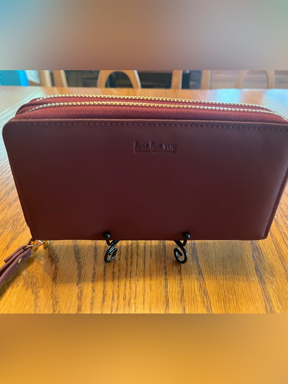 Just for You Burgundy Double-Zip Wallet